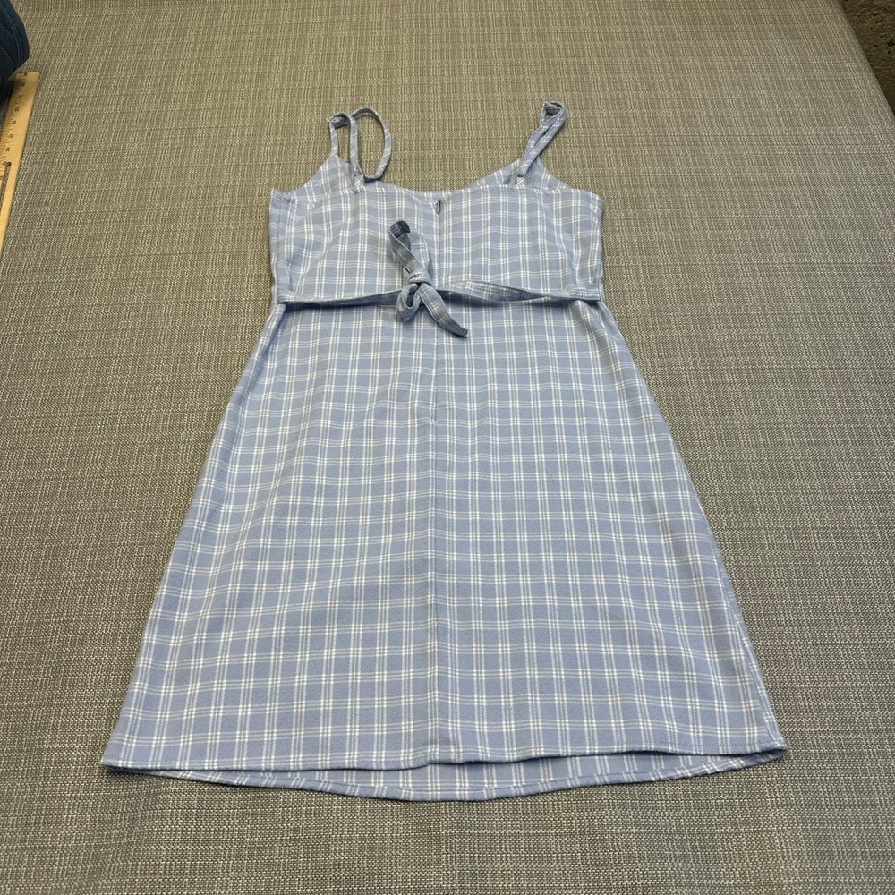 Brandy Melville Colleen Blue Gingham Mini Dress XS Blue White Babydoll Plaid - Picture 5 of 12